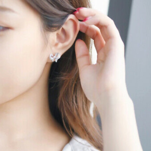 Stud Earrings 925 Silver White Sapphire - Picture 3 of 5